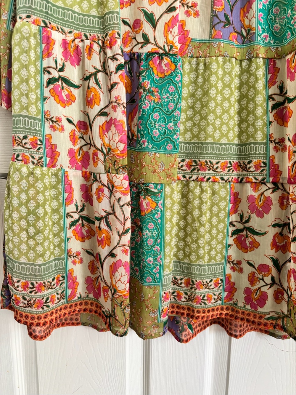 Chloe+Rene Patchwork Floral Tiered Long-Sleeve Dress - Picture 6 of 10